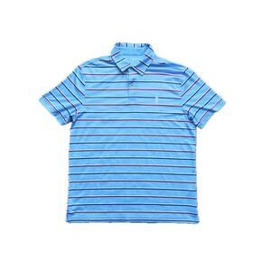 IZOD Mens Golf Stripe Polo Size Medium Blue Performance Stretch Athletic Casual